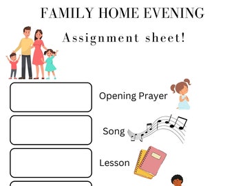 Family Home Evening Assignment List; FHE; Family Home Evening; LDS