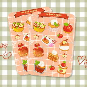 Herbst Apfel Sticker Blatt - Niedliche Obst Matte Papier Aufkleber - Kawaii Dessert Kiss Cut Aufkleber - Journal Planer Ästhetischer Obstgarten