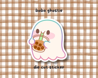Ghost Boba Die Cut Sticker - Kawaii Laptop Sticker - Boba Tea Aesthetic - Planner and Journal - Cute Stickers