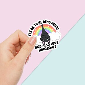 Goth Regenbogen Aufkleber - Handgemachter Tier Aufkleber - Kawaii Die Cut Aufkleber - Mentale Gesundheit Fledermaus