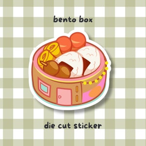 Sticker boîte à bento - Stickers vinyles imperméables - Stickers découpés kawaii - Esthétique d'agenda de journal - Cuisine japonaise