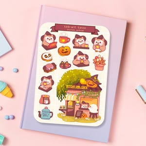 Süßer Aufkleber Bogen - Kawaii Sticker Pack - Mini Handwerk Aufkleber - Handgezeichnete Hexe Eule