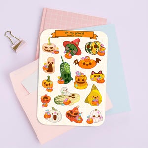 Süßer Aufkleber Bogen - Kawaii Sticker Pack - Mini Handwerk Aufkleber - Handgezeichnete Gruselige Kürbisse