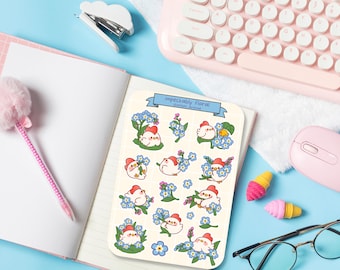 Chicken Sticker Sheet: Floral Planner Stickers