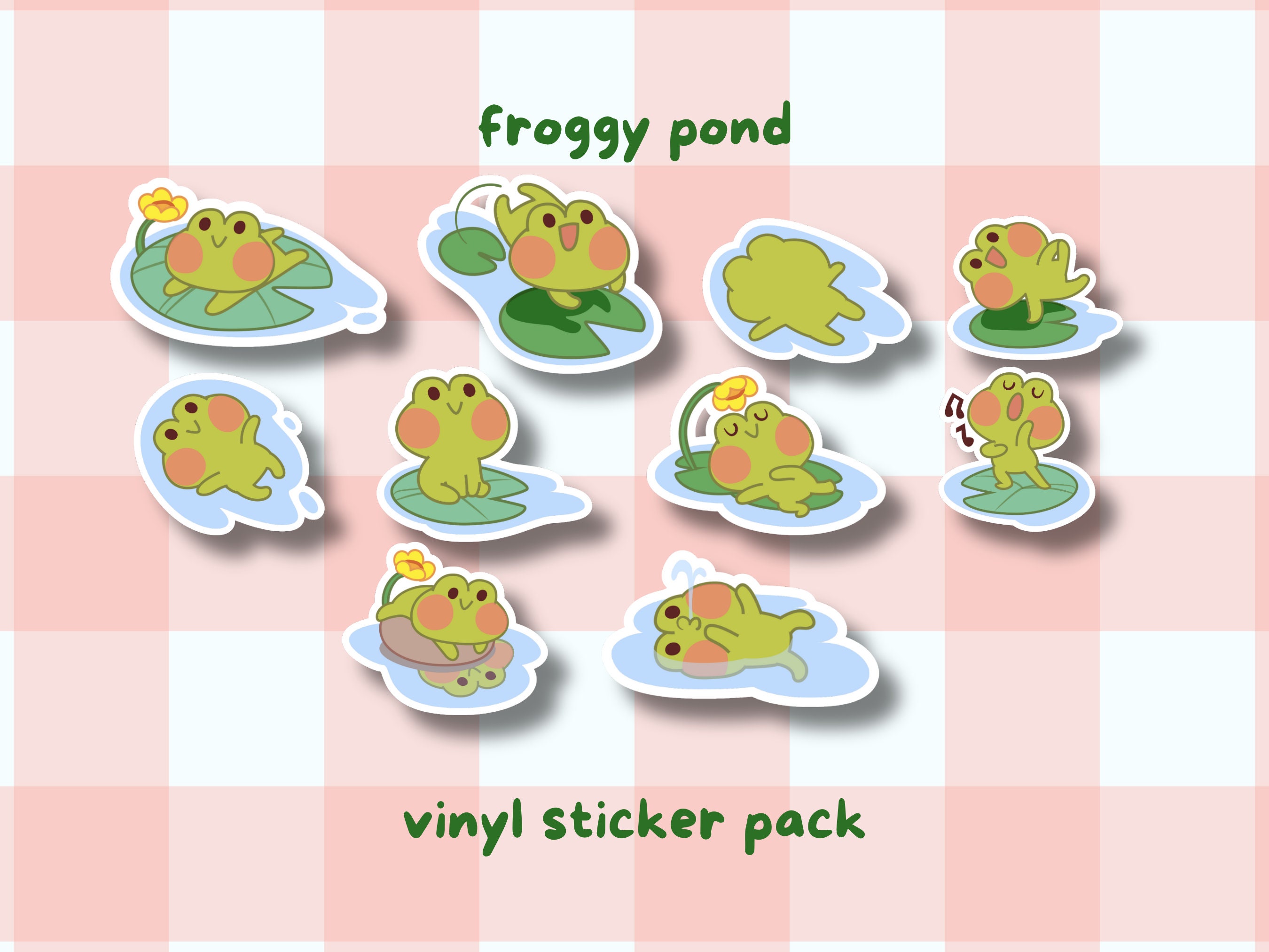 Frog Sticker Pack - Kawaii Die Cut Sticker Set - Vinyl Animal Laptop ...
