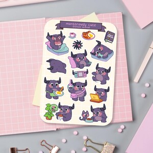 Süßer Aufkleber Bogen - Kawaii Sticker Pack - Mini Essen Aufkleber - Handgezeichnete süße Monster