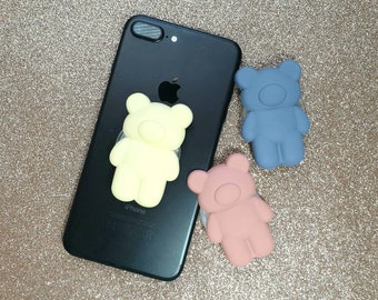 Matte Bear Phone Grip - Cute Phone Grip - Kawaii Phone Holder - Telescopic Rotating Accessory