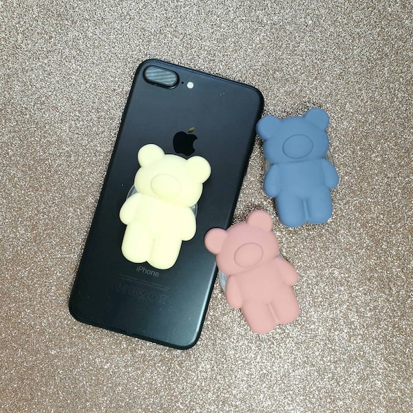 Matte Bear Phone Grip - Cute Phone Grip - Kawaii Phone Holder - Telescopic Rotating Accessory