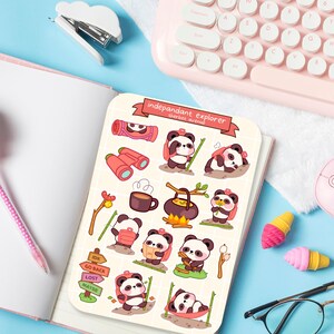 Süßer Sticker Bogen - Kawaii Sticker Pack - Mini Food Sticker - Handgezeichneter Panda