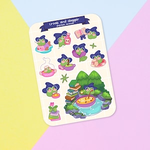 Witch Frog Sticker Sheet - Halloween Sticker Pack - Handdrawn Sticker Set - Croak and Dagger