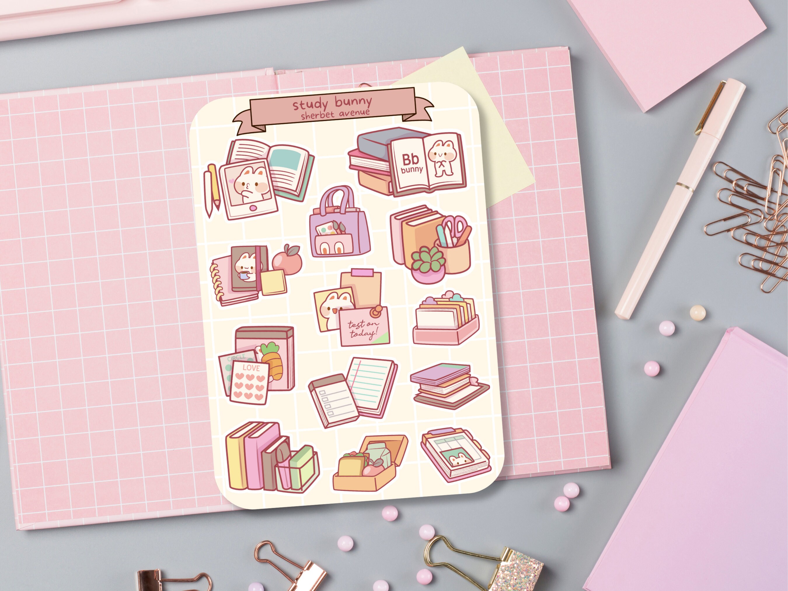 Pastel Study Stickers Cute Sticker Sheet - Kawaii Sticker Pack - Mini Food Stickers ...