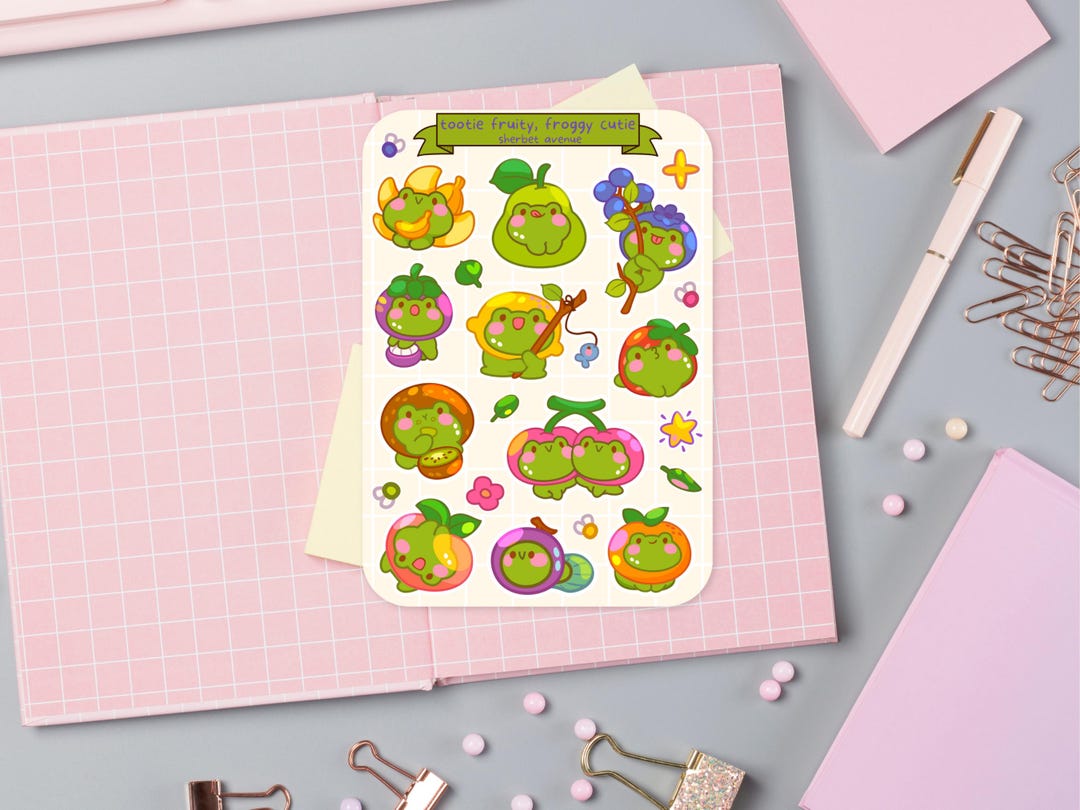 Sticker Frooty Cute Sticker Sheet - Kawaii Sticker Pack - Mini Food Stickers ...