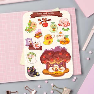 Süßer Sticker Bogen - Kawaii Sticker Pack - Mini Essen Sticker - Handgezeichnet Waldgeist