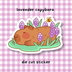 Blumen Capybara Aufkleber - Kawaii Capy Die Cut Aufkleber - Journal und Planner Aufkleber