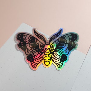 Holographische Motte Aufkleber - Death Moth Aufkleber - Computer Aufkleber - Holo Vinyl Aufkleber - Coole Aufkleber