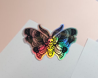 Holographic Moth Sticker - Death Moth Decal - Computer Stickers - Holo Vinyl Stickers - Cool Stickers
