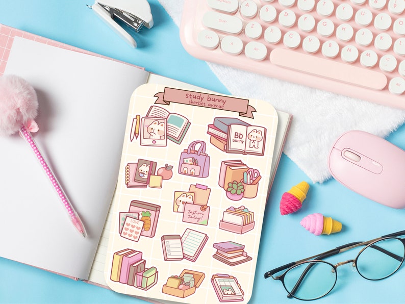 Pastel Study Stickers Cute Sticker Sheet - Kawaii Sticker Pack - Mini Food Stickers ...