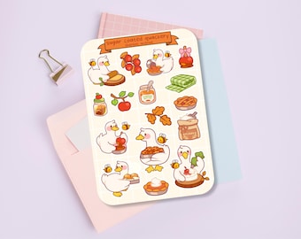 Cute Sticker Sheet - Kawaii Sticker Pack - Mini Food Stickers - Handdrawn Baking Duck