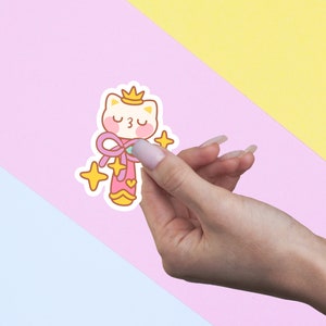 Linda pegatina de comida - Calcomanía de varita de gato hecha a mano - Pegatinas troqueladas Kawaii - Pegatinas Bujo