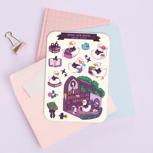 Schattig stickervel - Kawaii-stickerpakket - minivoedselstickers - handgetekende gotische leesgrage eend