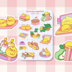 Alltag mit Küken Aufkleber Blatt - Niedliche Planer Aufkleber - Kawaii Kiss Cut Aufkleber - Journal Aufkleber - Wasserfestes Vinyl