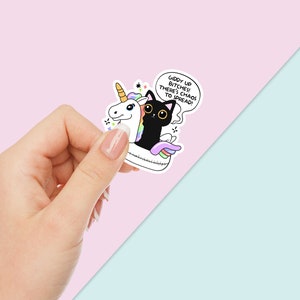 Pegatina de gato sarcástico - Calcomanía de gatito hecha a mano - Pegatinas troqueladas Kawaii - Salud mental divertida