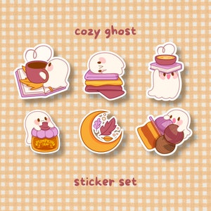 Paquete de pegatinas fantasma acogedor - Calcomanías de vinilo espeluznantes - Conjunto de pegatinas Kawaii Die Cut - Estética del planificador de diarios - Papel mate brujo - Impermeable
