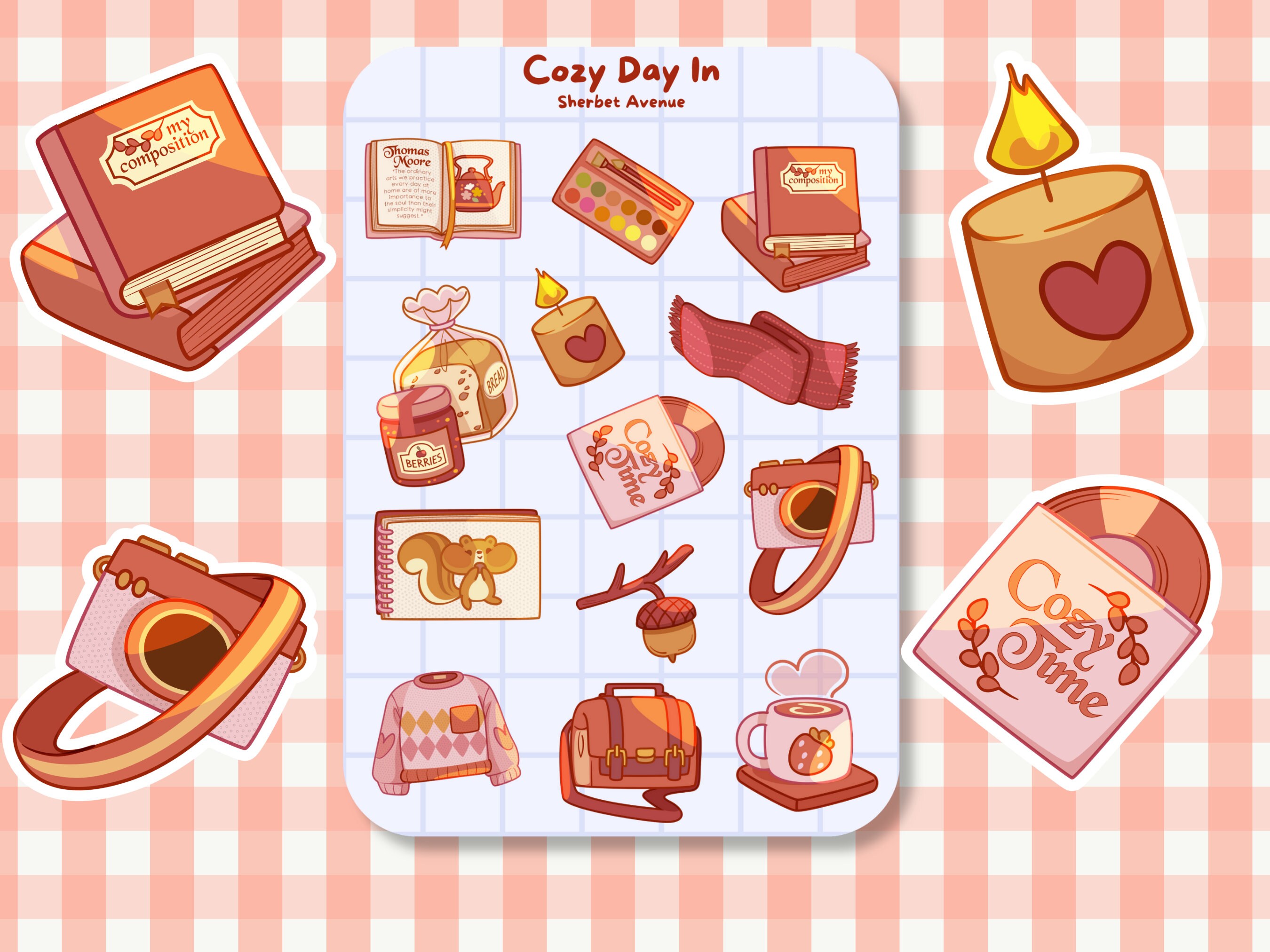 Hygge Vinyl Sticker Sheet - Cute Planner Stickers - Kawaii Kiss Cut ...