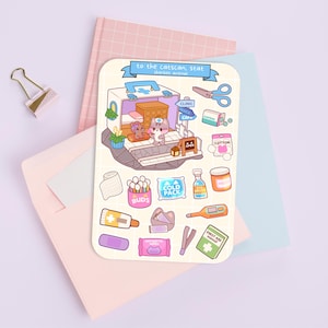 Süßer Aufkleber Bogen - Kawaii Sticker Pack - Mini Blumen Aufkleber - Handgezeichnetes Katzen Krankenhaus