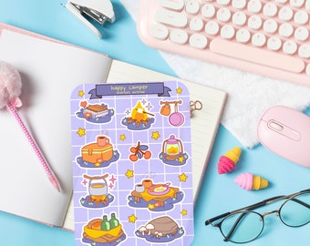 Camping Sticker Sheet: Hand-Drawn Kawaii Journal Stickers