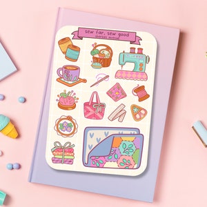 Jolie feuille d'autocollants - pack d'autocollants kawaii - mini autocollants créatifs - autocollants de couture dessinés à la main