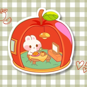 Niedliche Häschen Aufkleber - Tier Matte Papier Aufkleber - Kawaii Kaninchen Gestanzte Aufkleber - Journal Planer Ästhetische Herbst