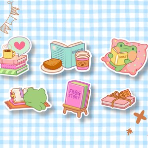 Frosch Aufkleber - Tier Vinyl Aufkleber - Kawaii Bücher Gestanzte Aufkleber - Journal Planer Ästhetik - Kuscheliges, mattes Papier - wasserfest