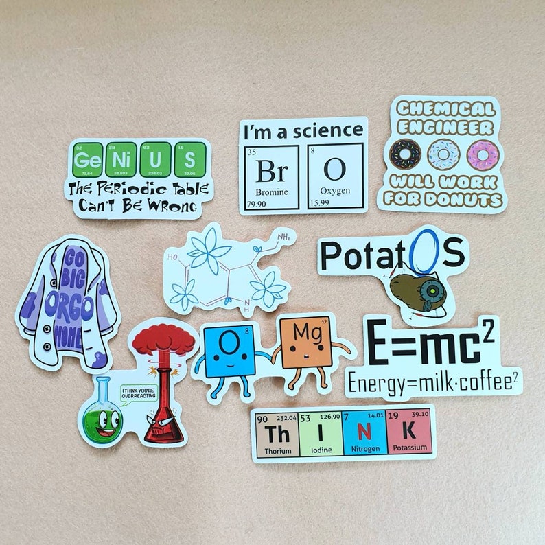 Science Sticker Pack Tabla periódica Pegatinas de Etsy España