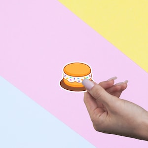 Sticker alimentaire mignon - Sticker macaron arc-en-ciel fait main - Stickers kawaii découpés - Stickers Bujo