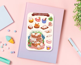 Cute Sticker Sheet - Kawaii Sticker Pack - Mini Food Stickers - Handdrawn Chocolate Marshmallow