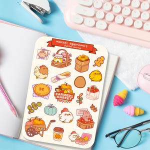 Süßer Aufkleber Bogen - Kawaii Sticker Pack - Mini Blumen Aufkleber - Handgemalter Hühnermarkt