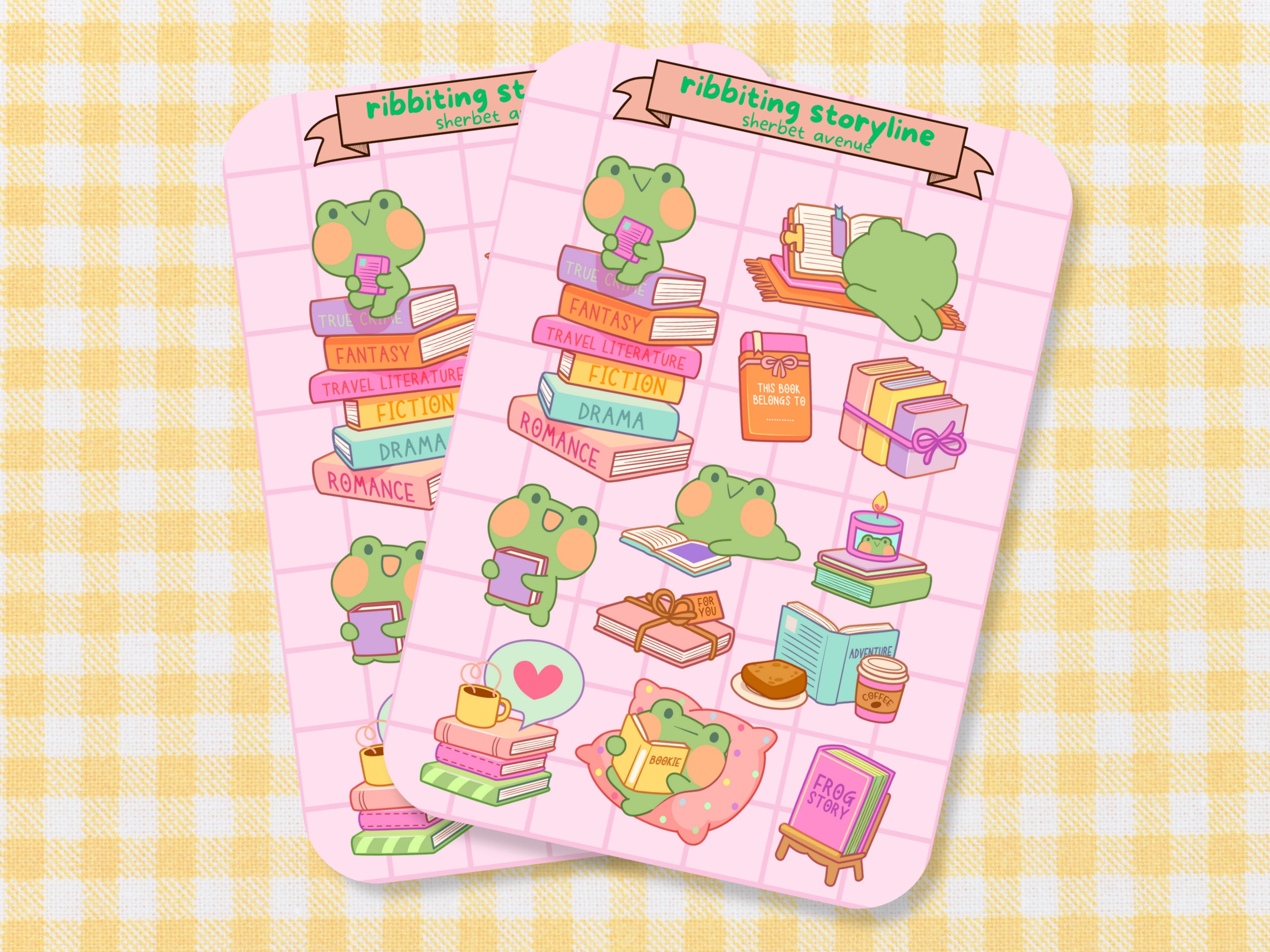 Frog Bookish Sticker Sheet - Cute Animal Vinyl Stickers - Kawaii Frog ...