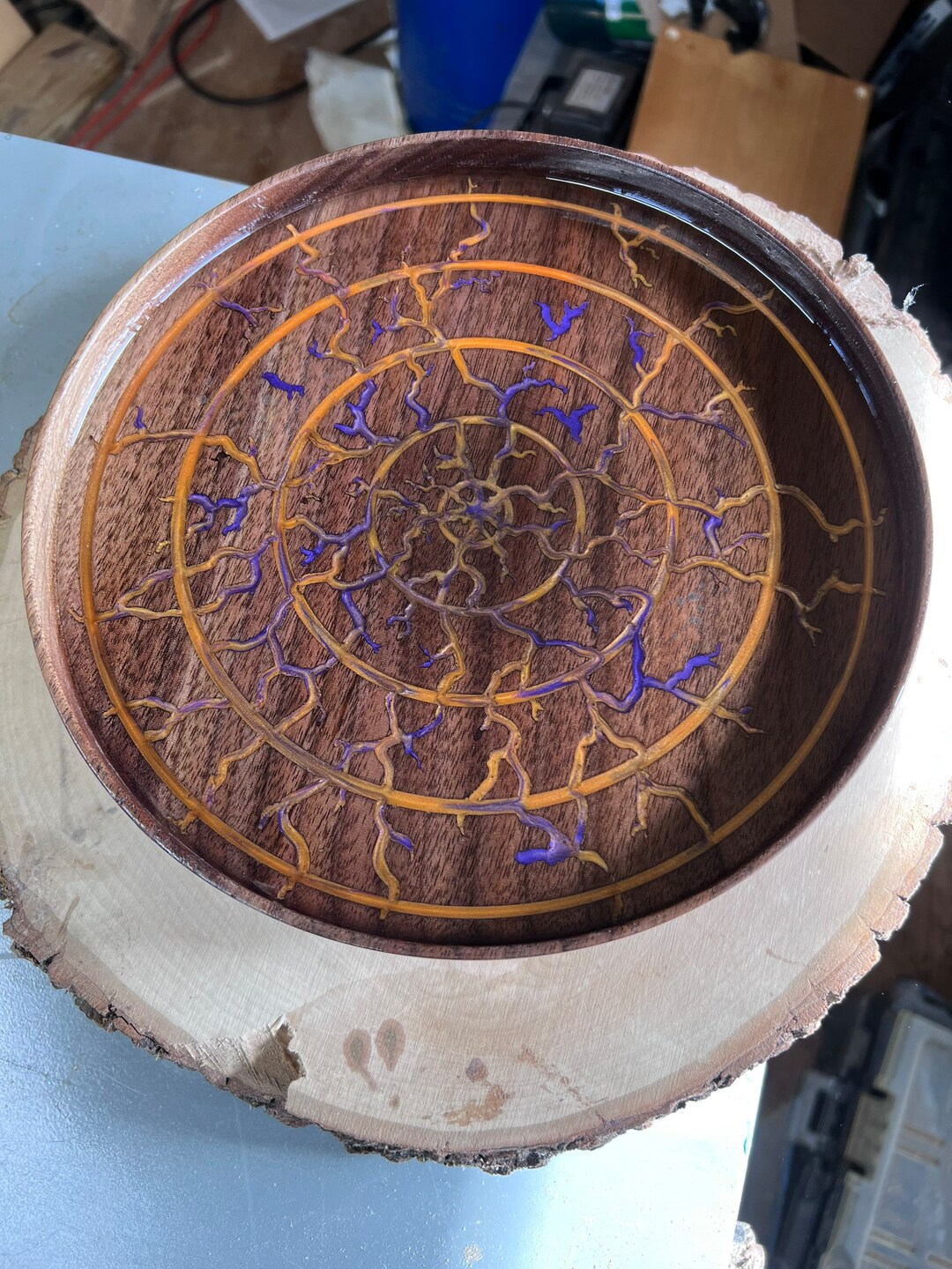 Walnut Tray With Epoxy Inlay Sealed With Shellac Encased Etsy