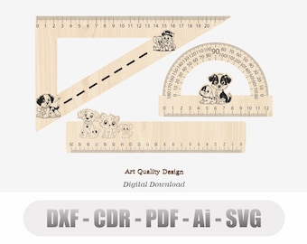 3 Different Style Ruler Laser Cutting Cm , Vector Files for Wood Laser Cutting Svg, Cdr, Ai, Pdf, Dxf