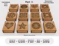 Decorative Gift Box 12 Different Patterns Laser  Cutting Files, Jewelry Box with Lid, Vector Svg, Cdr, Ai, Pdf, Dxf For Wood Laser Cutting
