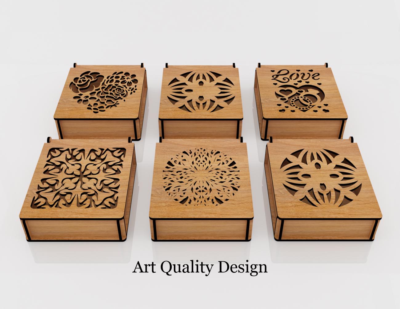 Decorative Gift Box 12 Different Patterns 2 Laser Cutting Files ...