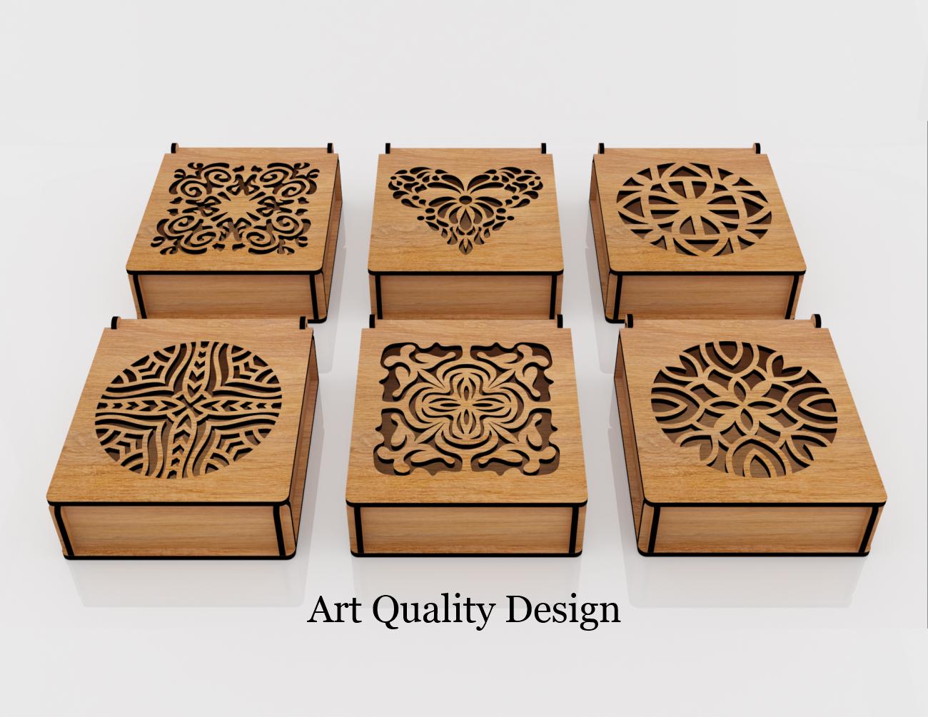Decorative Gift Box 12 Different Patterns 2 Laser Cutting Files ...