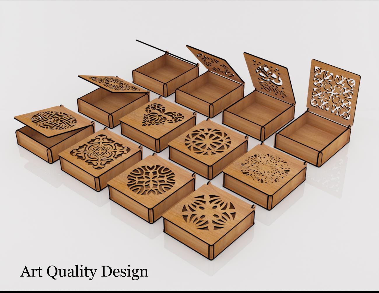 Decorative Gift Box 12 Different Patterns 2 Laser Cutting Files ...