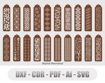 Bookmark Laser Cut Part3, Laser Cut File , Bookmark Svg, Ai, Cdr, Pdf, Dxf