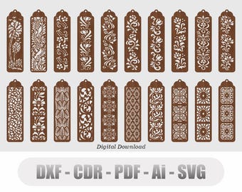Bookmark Laser Cut Part1, Laser Cut File , Bookmark Svg, Ai, Cdr, Pdf, Dxf