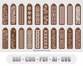 Bookmark Laser Cut Part2, Laser Cut File , Bookmark Svg, Ai, Cdr, Pdf, Dxf
