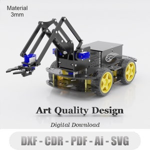 Laser Cut Files for 4WD Crane Project, Super for Arduino 4WD Robotic Projects Cdr, Dxf, Pdf, Ai, Svg Files