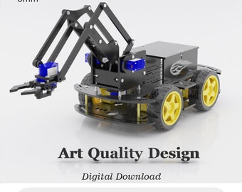 Archivos cortados por láser para proyecto de grúa 4WD, Super para proyectos robóticos Arduino 4WD archivos Cdr, Dxf, Pdf, Ai, Svg