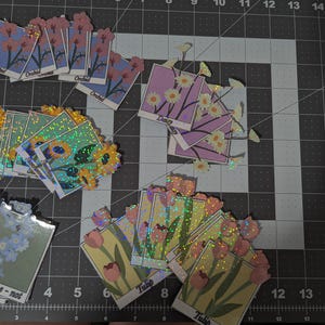 Handmade Flower Polaroid Stickers: Scrapbook, Tumbler, Laptop Decals